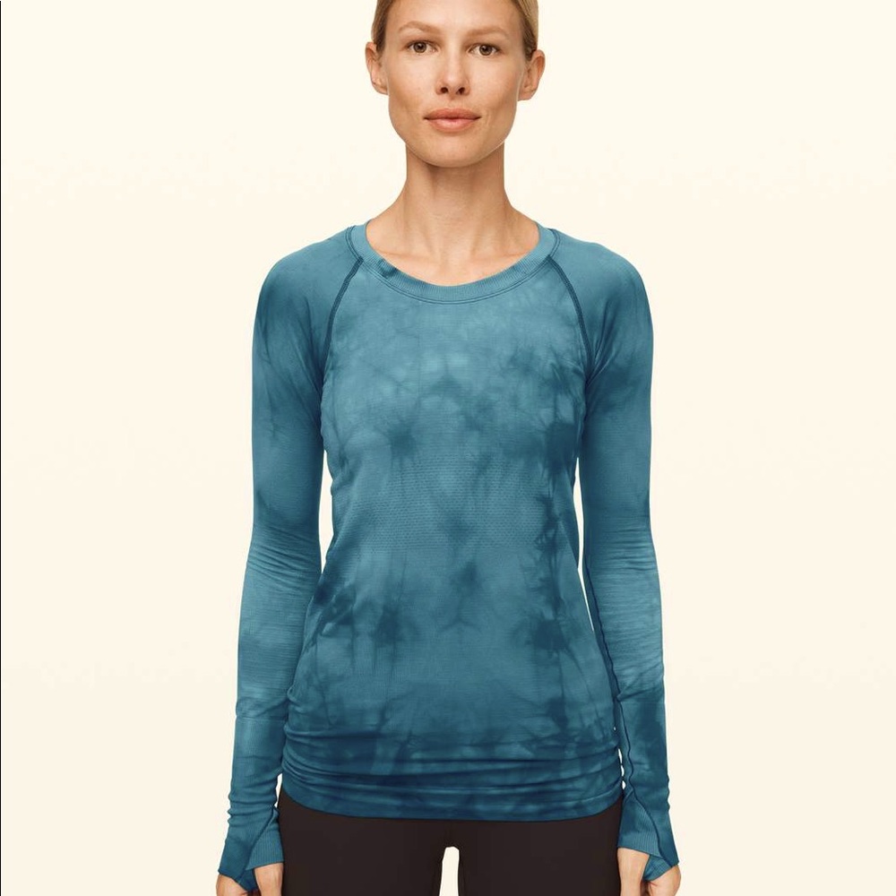 lululemon swiftly speed marble tie dye long sleeve Size 6 Blue
